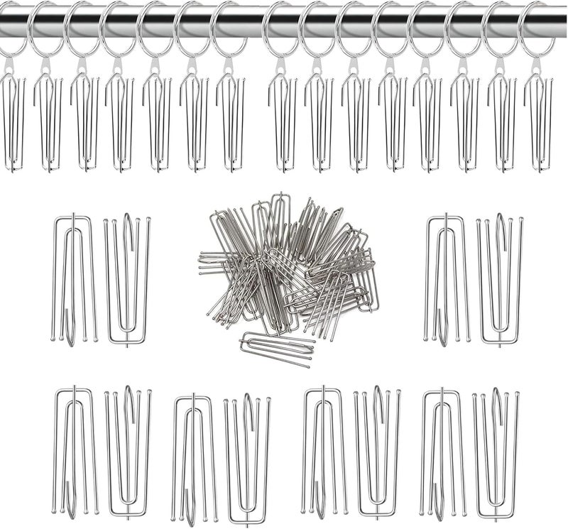UrbanRed 30 Pcs Pinch Pleat Curtain Hooks for Drapes, 4 Prongs Stainless Steel Pleated Tape Curtain Drapery Hooks/Clips/Pin/Clamp, Traverse Pleater Curtain Hanger, Curtain Pin Hooks - Image 1